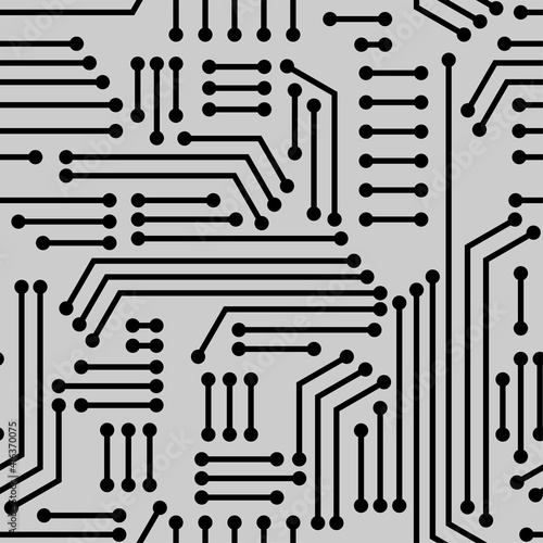 Electric circuitry pattern seamless. Microcircuit background. Circuit board texture
