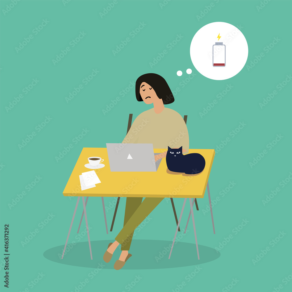 concept of a person who is exhausted, vector illustration concept of a person who is exhausted, vector illustration