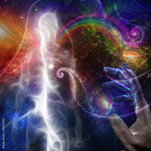 Foto Human spirit in vivid colorful universe