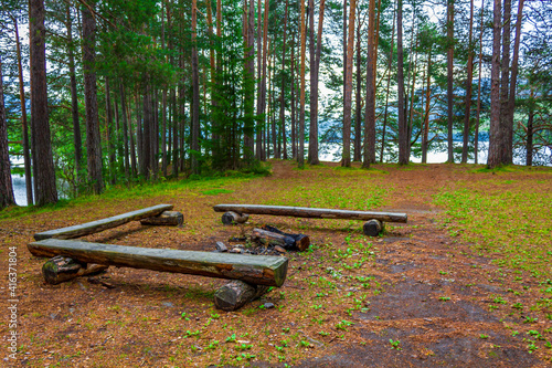 Vesleøye island nature in town Fagernes Fylke Innlandet Norway. photo