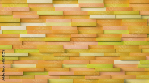 yellow wood panel wall. 3d illustration.