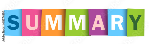 SUMMARY colorful vector typography banner isolated on white background