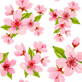 Watercolor Cherry blossom flowers. hand painted japanese sakura floral pattern. spring pink flowers