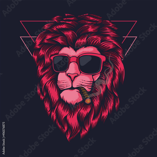 Lion Pink smoking vector illustration