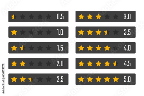 rating stars set, customer feedback five star template