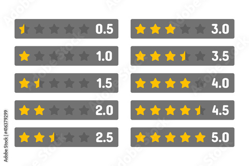 rating stars set, customer feedback five star template