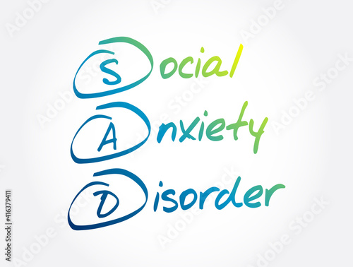 SAD - Social Anxiety Disorder acronym, concept background