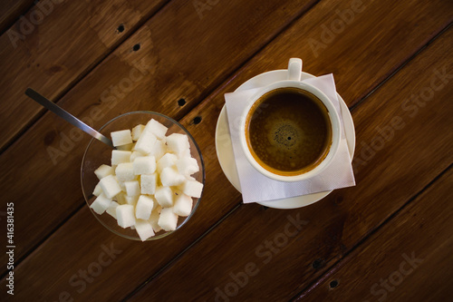 cup of coffee with sugar 