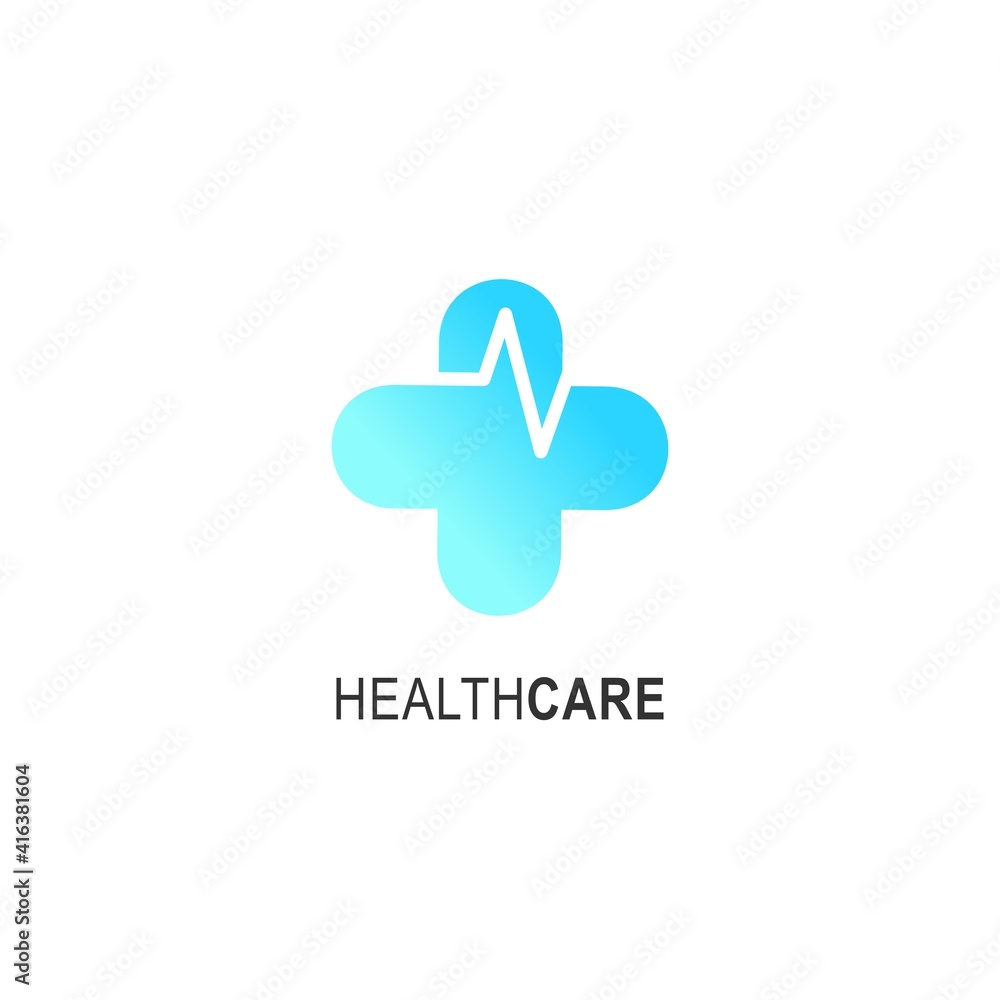 Healthcare logo. Suitable for your health care company. Healthcare medicine minimalist and flat stylish design vector logo sign. Medical love pharmacy logo. Logotype for clinic, hospital or doctor.