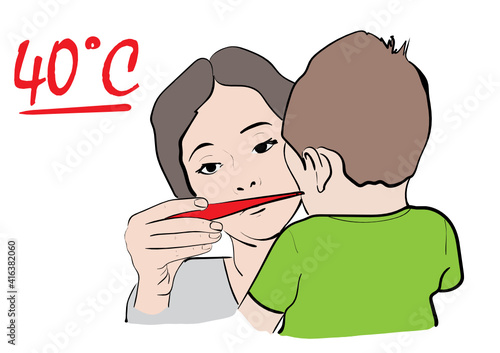 a doctor baby child with temperature