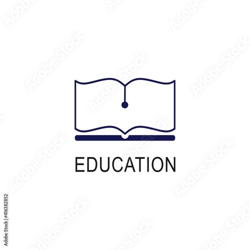 Simple education logo design template. Book icon emblem for courses, classes and schools vector illustration. Online education, business company, library, book store, university and learning concept.