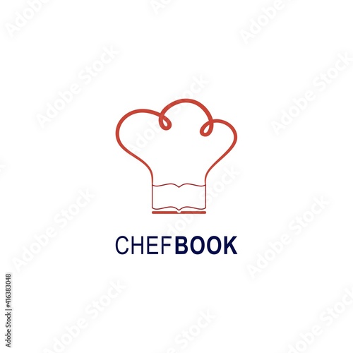 Chef book logo design template. Chef hat icon and book emblem for cooking courses, classes and culinary schools vector illustration. Education, business company, food store and learning concept.