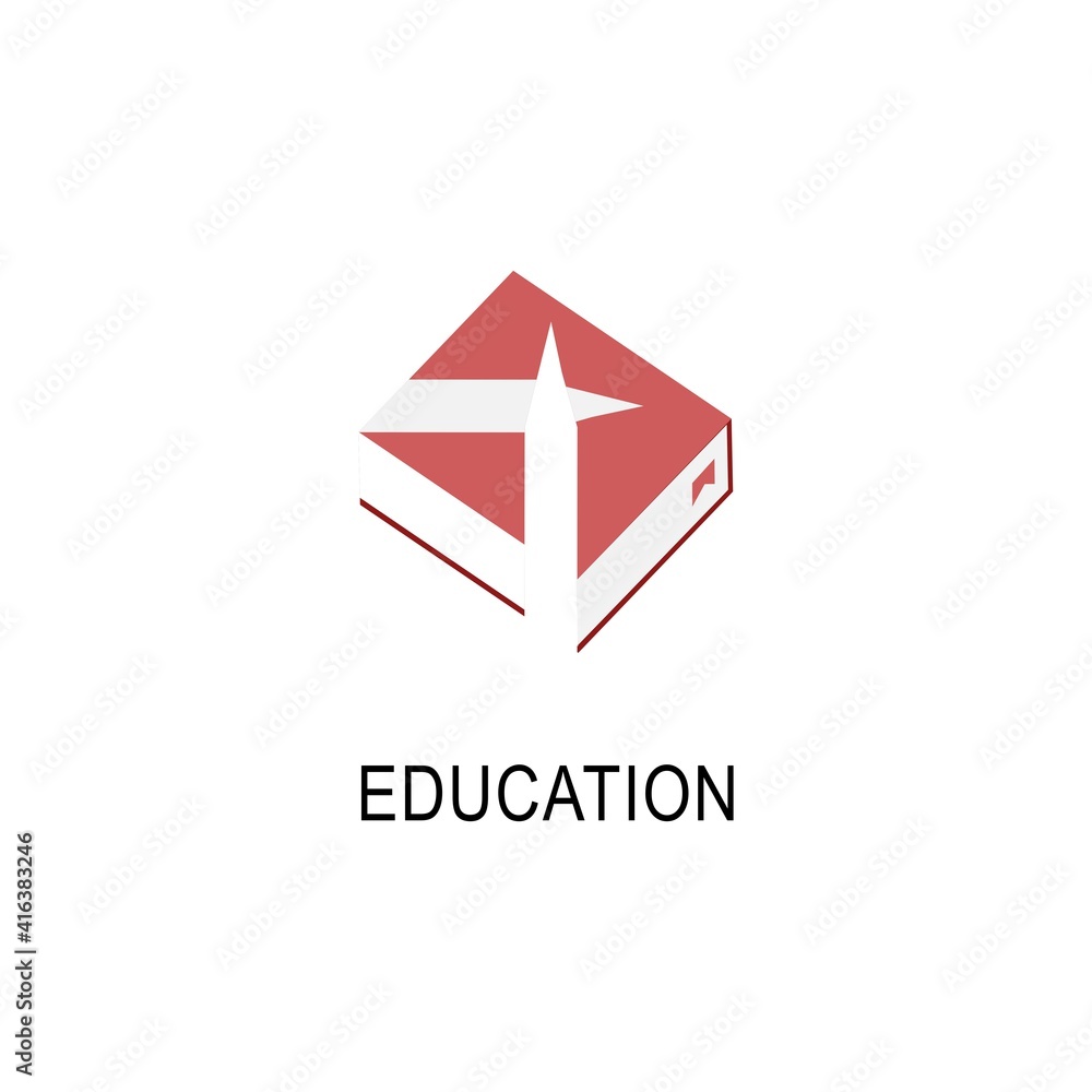 Simple education logo design template. Book icon and pencil emblem for courses, classes and schools vector illustration. Online education, e-book, business company, library, store and learning concept Simple education logo design template. Book icon and pencil emblem for courses, classes and schools vector illustration. Online education, e-book, business company, library, store and learning concept