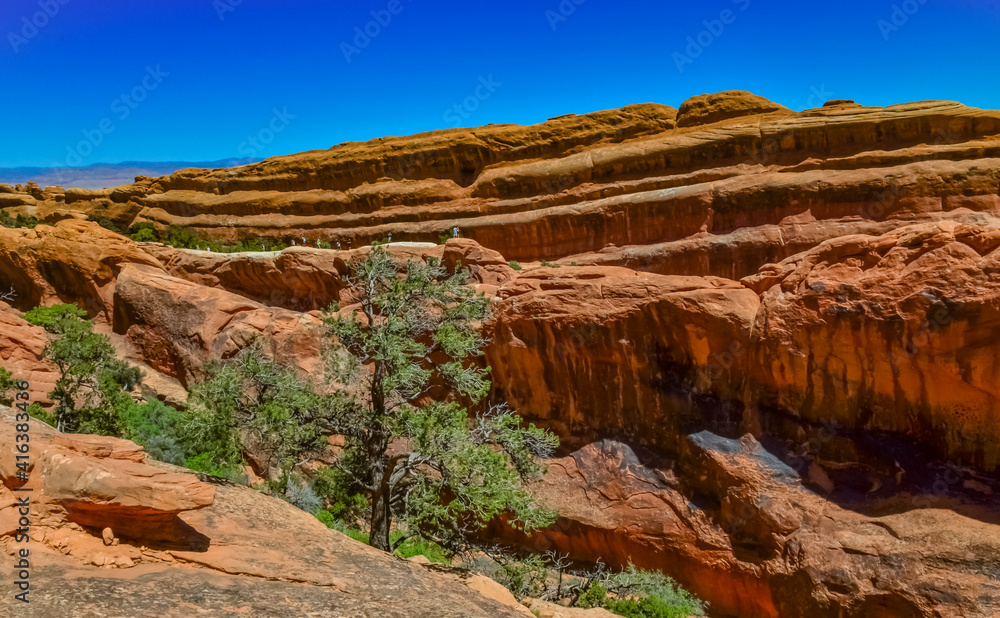 Fototapeta premium Eroded landscape, Arches National Park, Moab, Utah, US