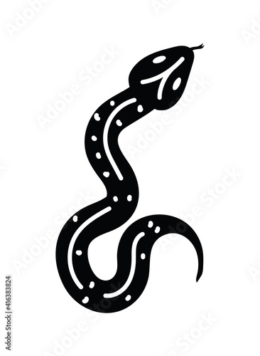 minimalist tattoo of a snake over a white background