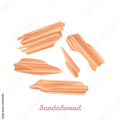 Sandalwood sticks isolated on white background. Vector illustration of Chandan in cartoon flat style. Icon.