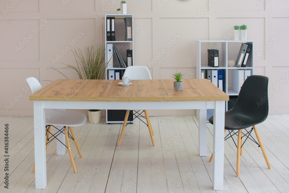 Modern computer on table in office interior. Stylish workplace Modern computer on table in office interior. Stylish workplace