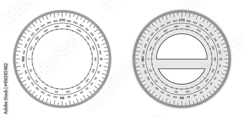 Circle Protractor 360 degrees measuring tool vector illustration isolated on white