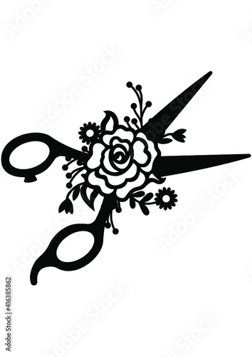 Floral Hairstylist Scissors, Hairdresser, Hair Stylist, Stylist,  Flower, Monogram, Floral