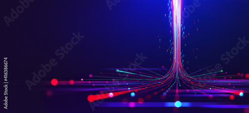 Big data, wireless information flow. Data portal, open data system. Global cyberspace concept. High technology and free internet 3d illustration photo