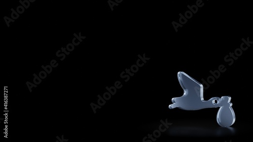 3d rendering frosted glass symbol of storck isolated with reflection