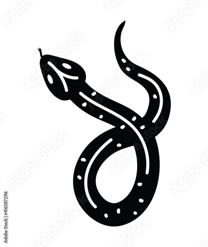 minimalist tattoo of a snake on a white background