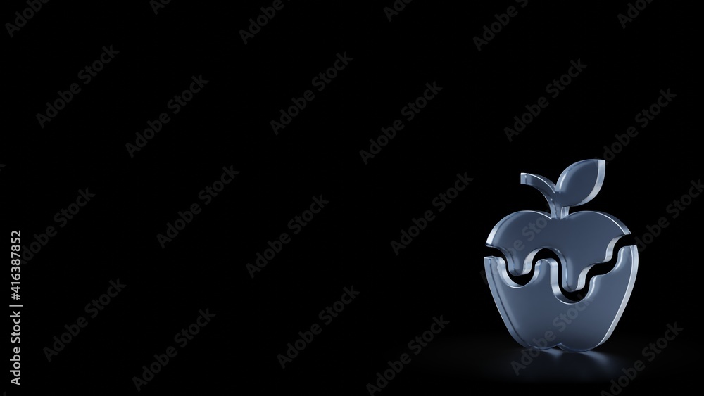 3d rendering frosted glass symbol of snow white apple isolated with reflection 3d rendering frosted glass symbol of snow white apple isolated with reflection