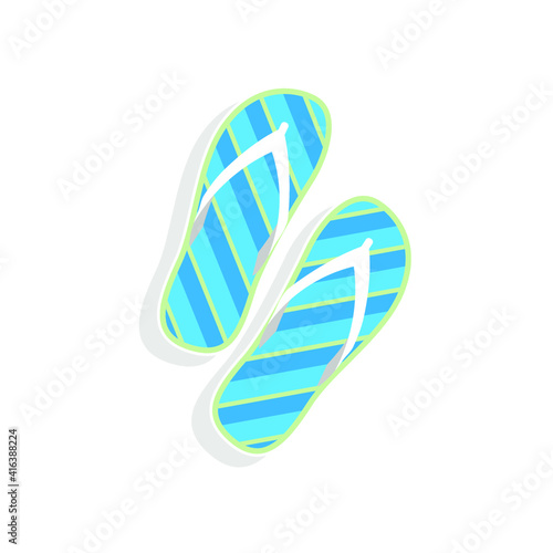 Vector illustration of summer holidays attributes on background. Flip-flops icon.