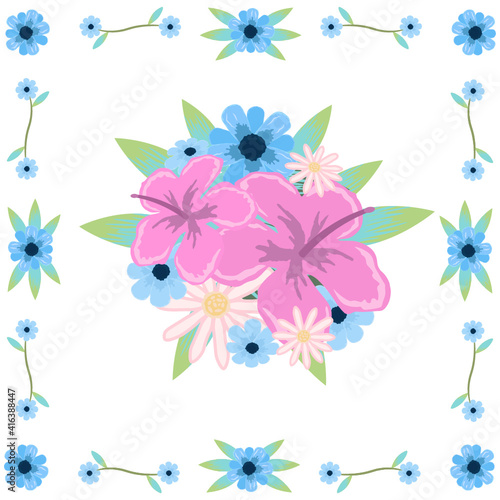 Vector illustration of coloured flowers set on white background. Spring and summer nature.  © vector_brothers