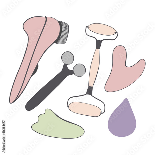 face care roller massager vector illustration