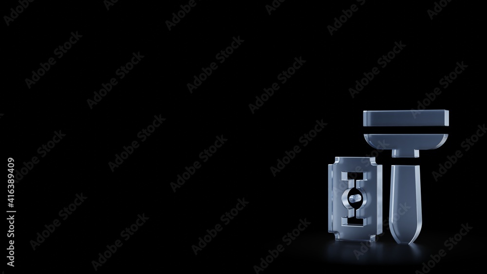 3d rendering frosted glass symbol of razor isolated with reflection 3d rendering frosted glass symbol of razor isolated with reflection