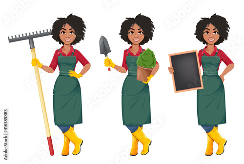 Young African American gardener woman