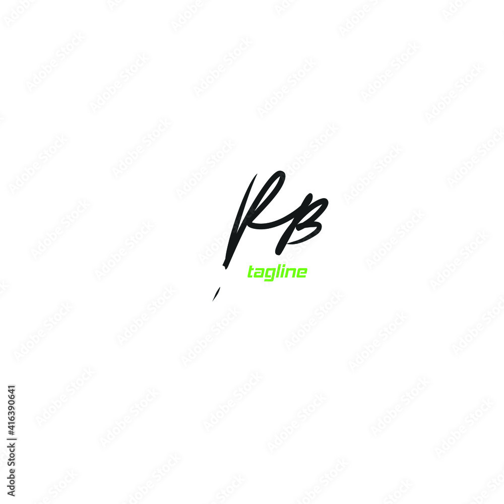 Obraz premium RB initial handwritten calligraphy, for monogram and logo
