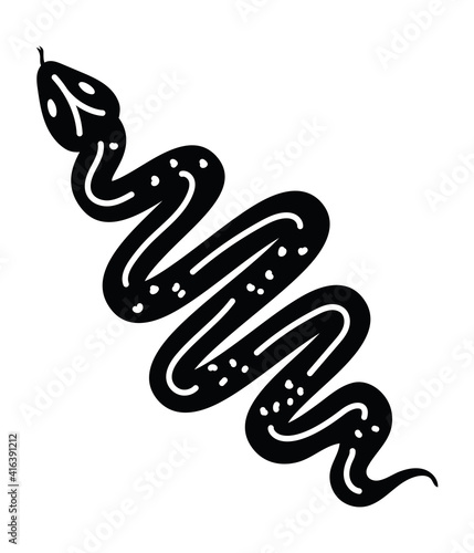 minimalist tattoo of a snake in a white background