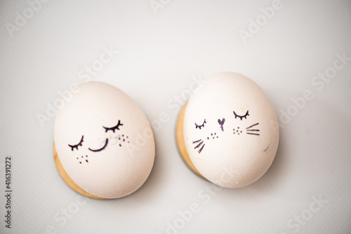  Congratulations with easter day. Eggs on background