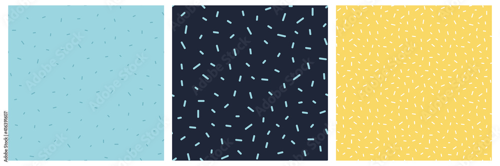 Vector random dotted backgrounds. Pastel blue, deep blue, soft yellow colors. Sprinkle doodle seamless pattern set. Card templates. Vector random dotted backgrounds. Pastel blue, deep blue, soft yellow colors. Sprinkle doodle seamless pattern set. Card templates.
