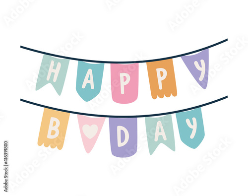 garland with happy birthday lettering