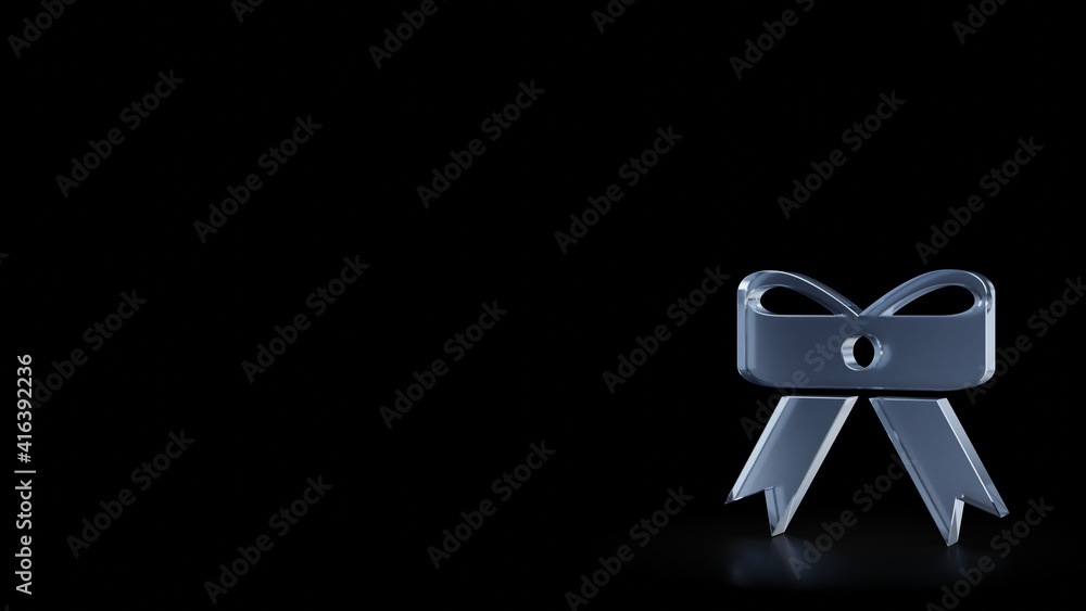 Obraz premium 3d rendering frosted glass symbol of Christmas bow isolated with reflection