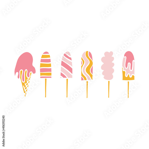 Set of different size ice creams. Vector illustration.