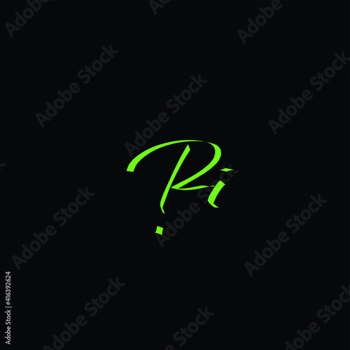 RI initial handwritten calligraphy, for monogram and logo