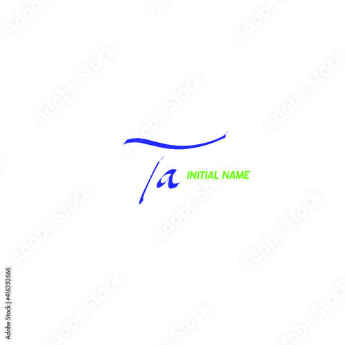 TA ial handwritten calligraphy, for monogram and logo