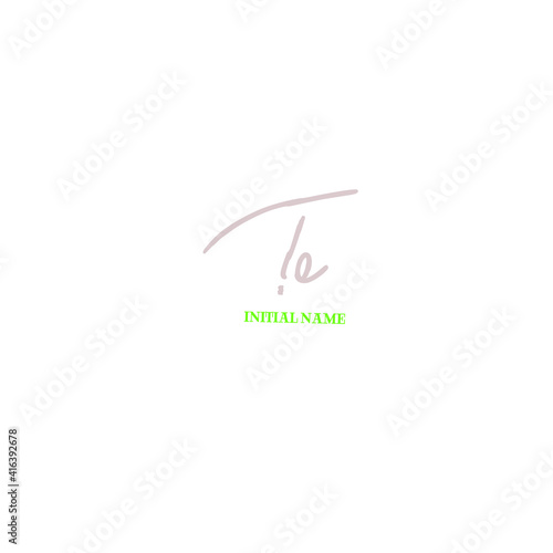 TE initial handwritten calligraphy, for monogram and logo