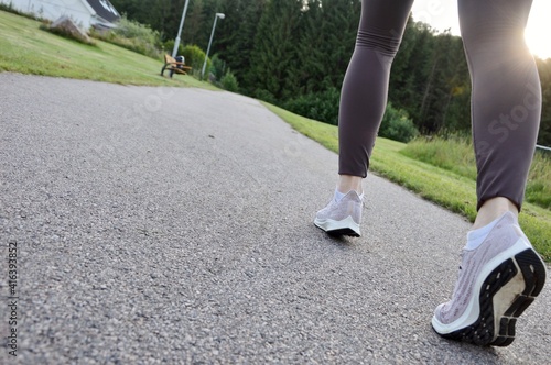 A woman running outdoors