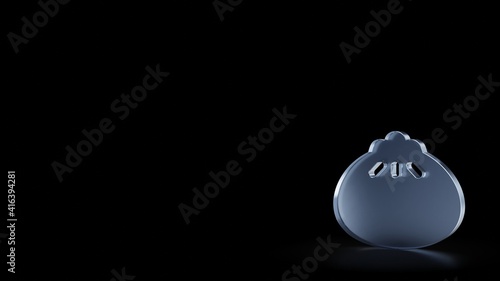 3d rendering frosted glass symbol of dumpling isolated with reflection