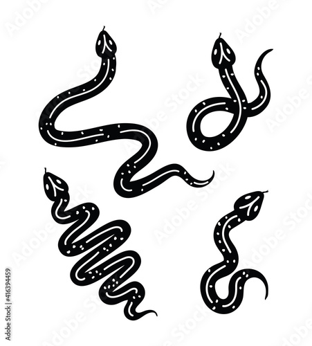 set of minimalist tattoo of snakes