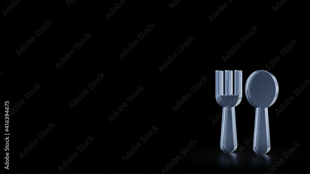 3d rendering frosted glass symbol of cutlery isolated with reflection 3d rendering frosted glass symbol of cutlery isolated with reflection