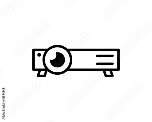 Presentation, movie, film, media projector vector illustration simple modern line icon, symbol, pictogram design