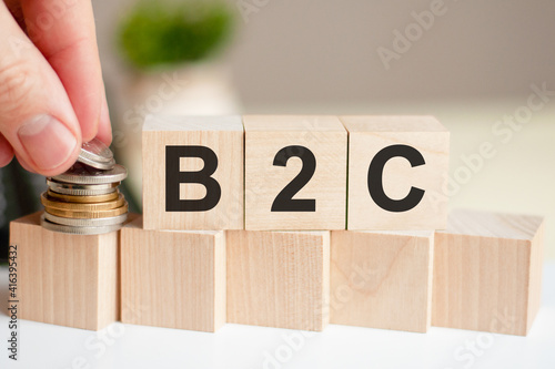 B2C letters written on wooden toy blocks, business concept