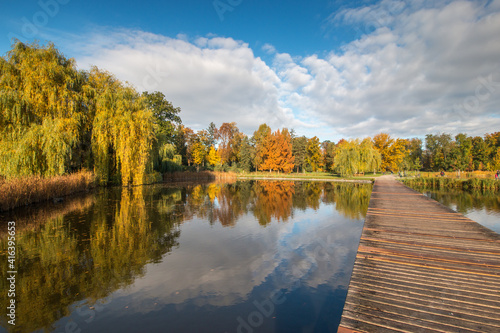 autumn in the park with lake