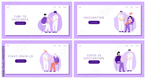 Coronavirus vaccination, doctor injecting a patient, getting shot of covid-19 vaccine. A nurse giving a coronavirus vaccine to people, concept illustration for immunity health